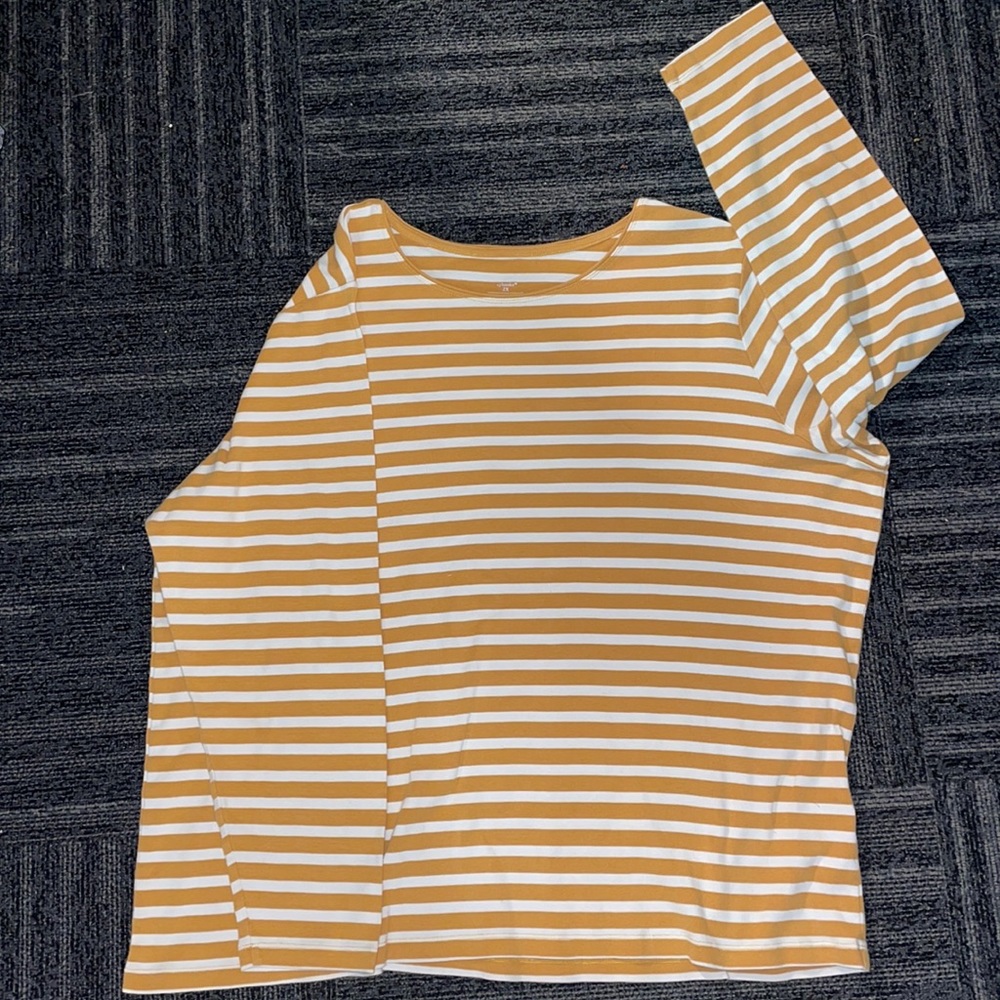 Long Sleeve Bold Stripe Plus Size Crew Neck